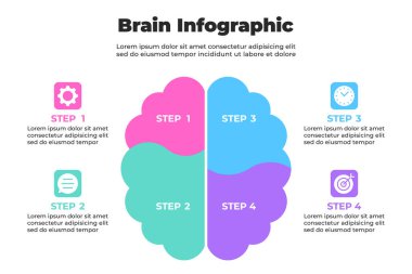 Karşıt kesim renkleri Vektör İllüstrasyonu ile simetrik beyin bilgileri