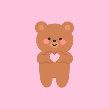 Adorable Bear Making a Heart Shape with Its Hands Vector Illustration