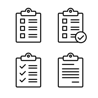 Kontrol Listesi Satırı Simgesi Taslak Vektör Resimleri Koleksiyonunu Ayarla