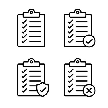 Kontrol Listesi Onaylama ve Reddetme Özeti Simge Vektör Resimleri