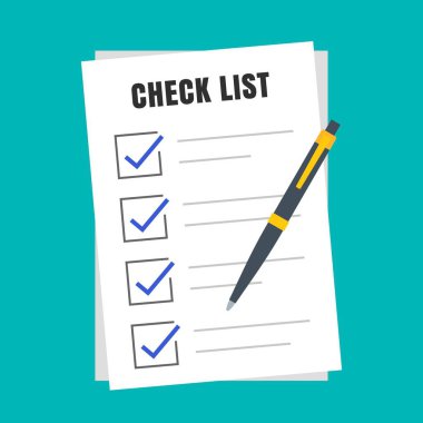 Kontrol Listesi Onayı ve Düz Vektör İllüstrasyonu