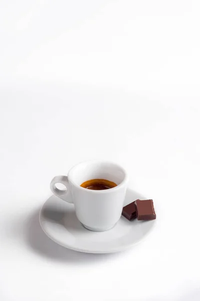 Taza Café Con Chocolate Sobre Fondo Blanco Taza Espresso — Foto de Stock