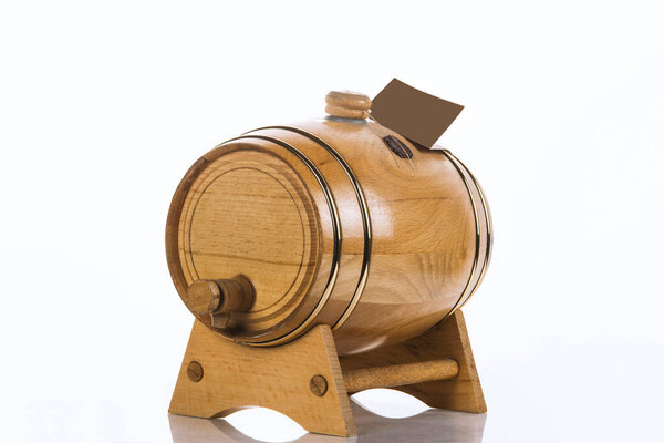 wooden oak barrel for alcohol, wine, beer, cognac, brandy