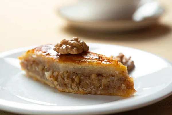 Homemade Baklava Nuts Honey Syrup Eastern Cuisine — Stock Photo, Image