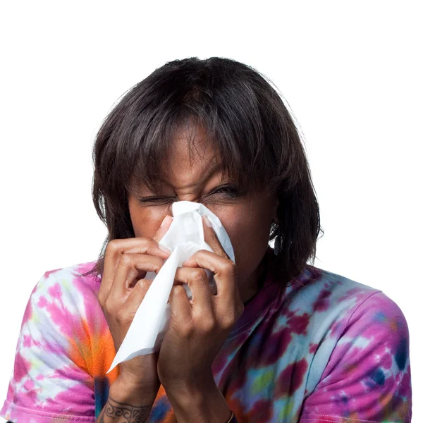 Senhora com um resfriado — Fotografia de Stock