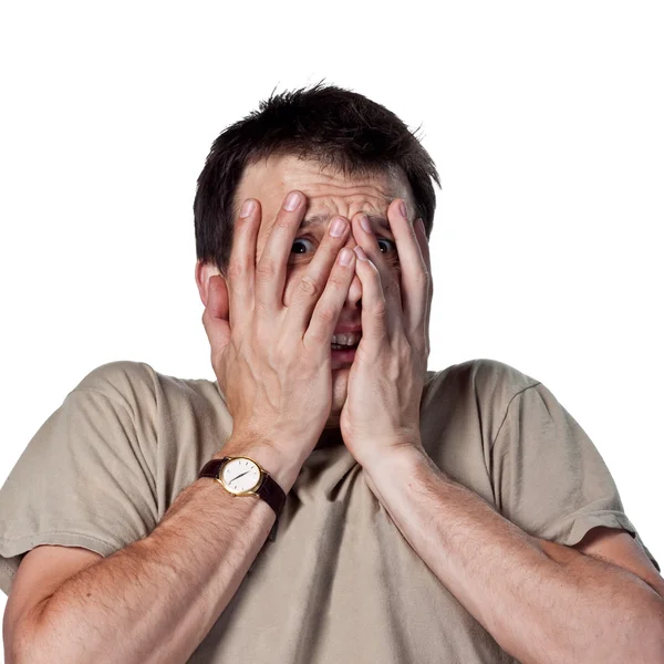 Frightened young man — Stock Photo, Image