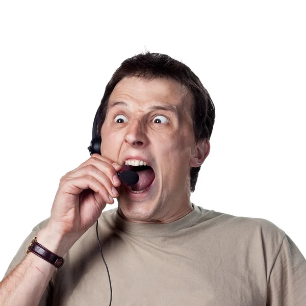 Angry guy on the phone — Stock Photo, Image