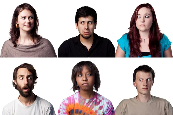 Shifty people Six expressions people — Stock Photo, Image