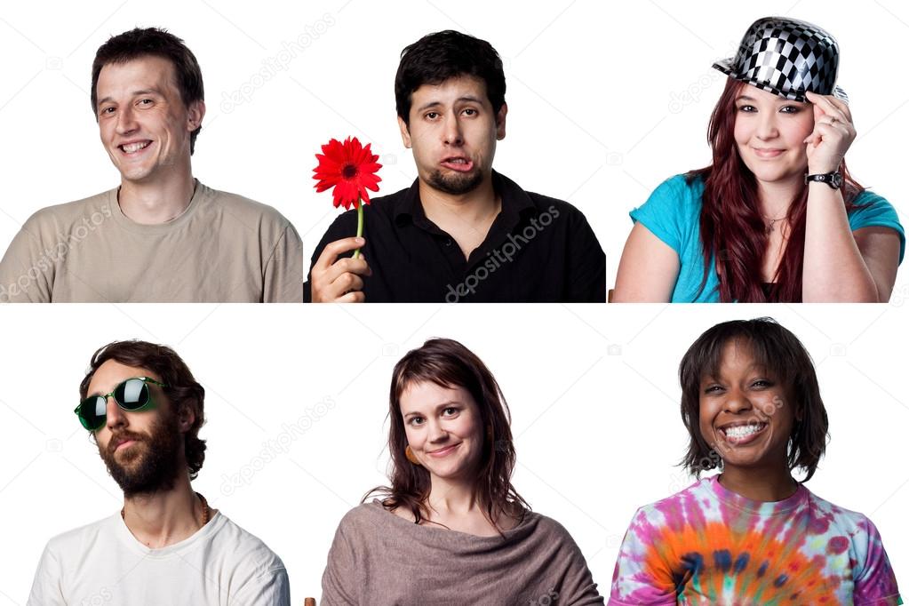 Group  of six happy actors
