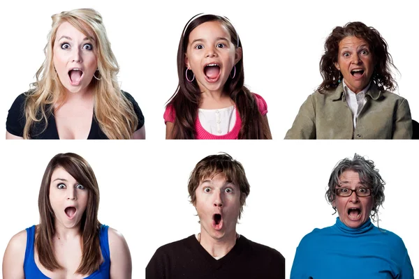 Group of people showing genuine surprise — Stock Photo, Image