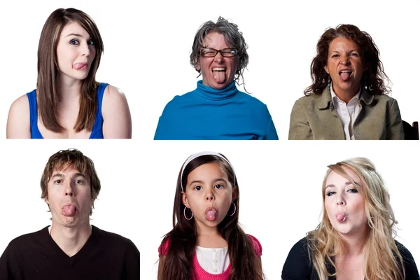 Group of people sticking their tongues out — Stock Photo, Image