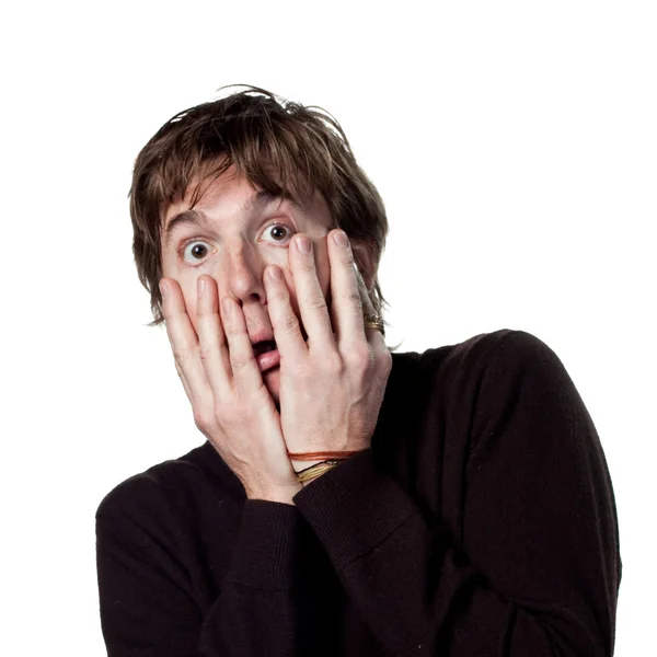 Scared man hiding — Stock Photo, Image