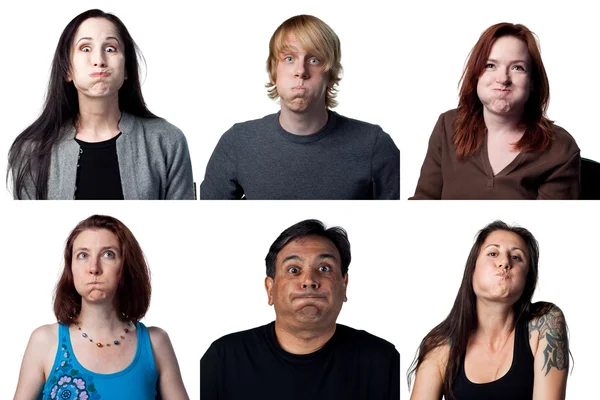 Grupp människor att göra roliga ansikten — Stockfoto