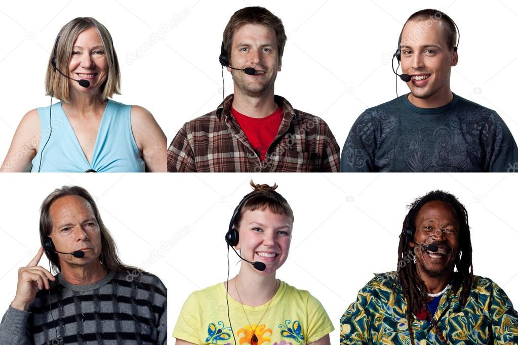Six people with headsets
