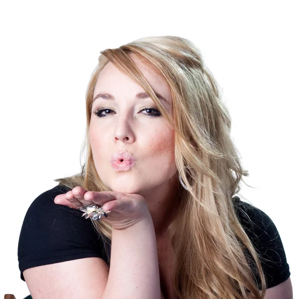 Woman Blowing a kiss — Stock Photo, Image