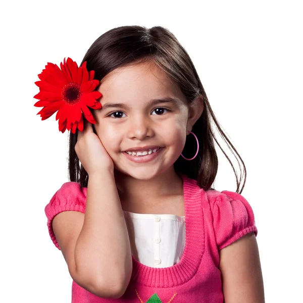 Mädchen mit Blume im Haar — Stockfoto