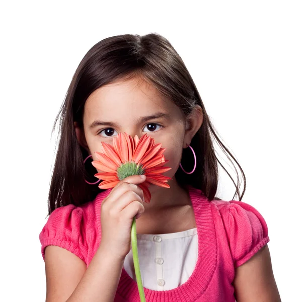 Girl with flower in her hair — Stock Photo, Image