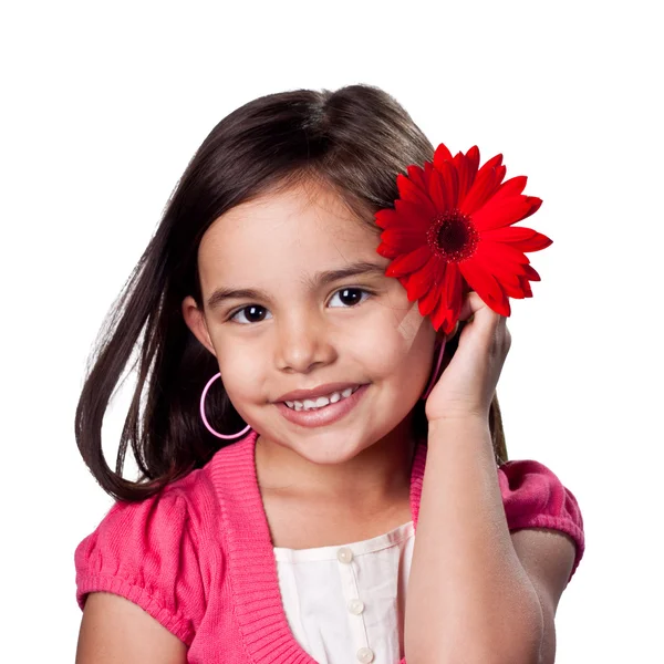 Meisje met bloem in haar haar — Stockfoto