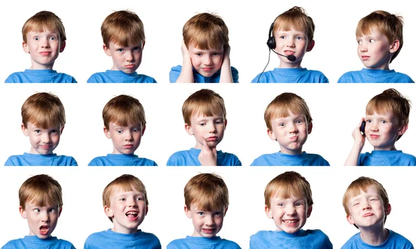 Chlapec s mnoha výrazy — Stock fotografie