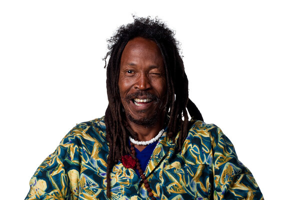 Rastafarian man winking