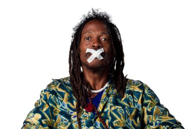 Rastafarian man silenced clipart