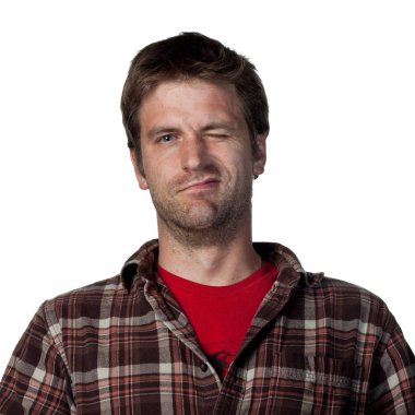 Göz kırpıyor ve flört genç adam