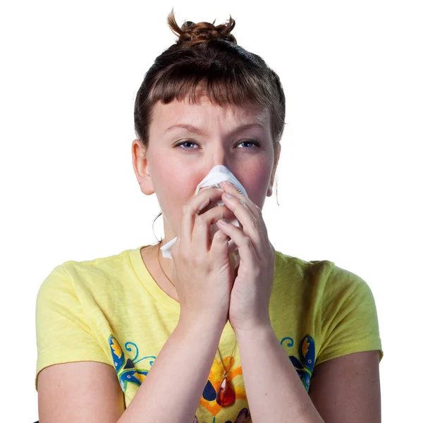 Ung kvinna med allergier — Stockfoto