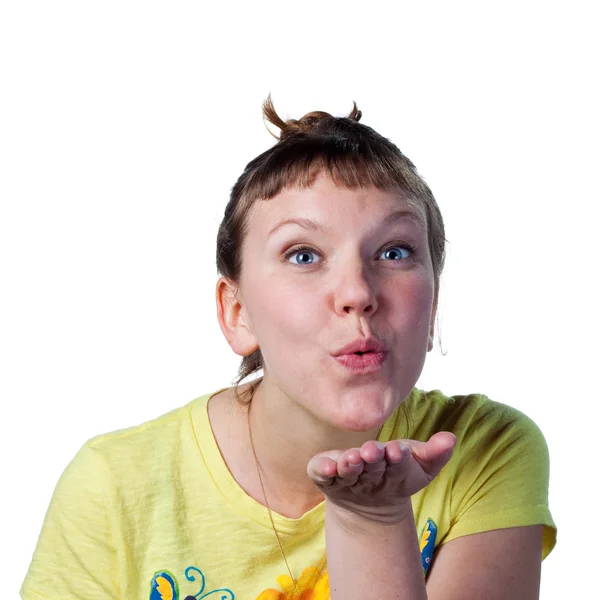 Woman Blowing a kiss — Stock Photo, Image