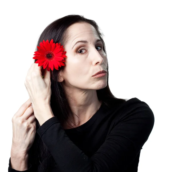 Frau mit Blume — Stockfoto