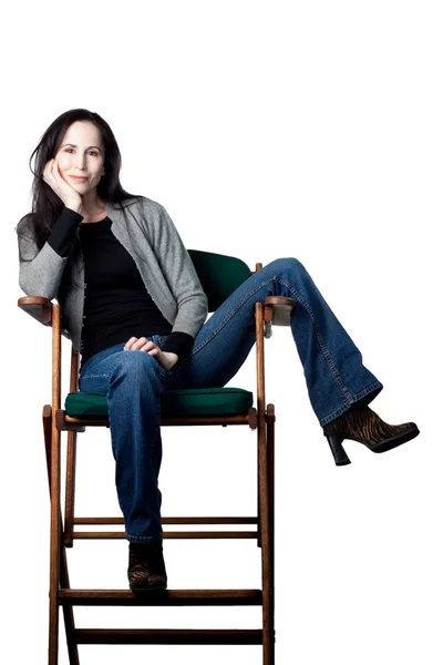 Schauspielerin auf ihrem Stuhl — Stockfoto