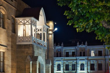Narzan Gallery at night, on Kurortny Boulevard in the city of Kislovodsk.