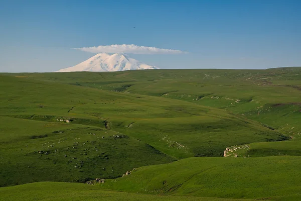 Elbrus Beautiful View Mountain Green Plateau — Zdjęcie stockowe