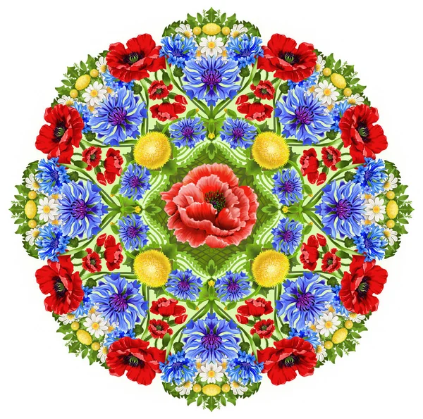 Imagen Mandala Con Flores Silvestres —  Fotos de Stock