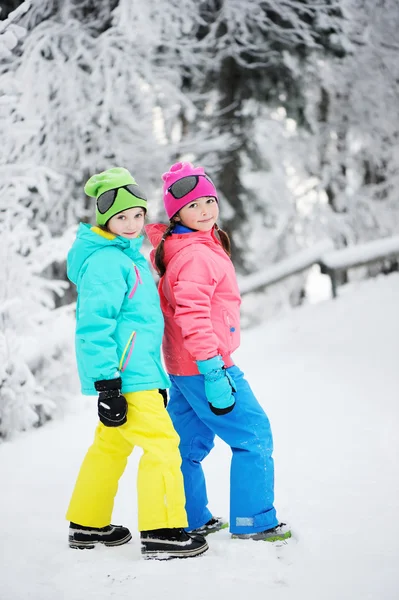 Deux jeunes filles dans le parc d'hiver — Photo