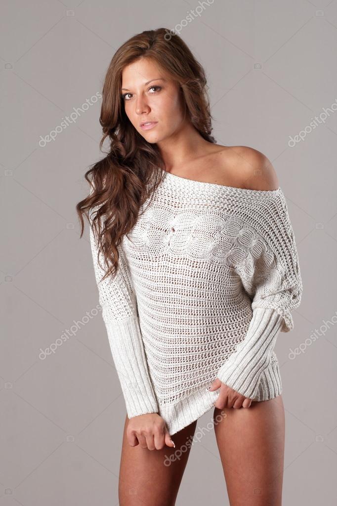 Franje Lima Koken Naked woman posing in white sweater Stock Photo by ©azmo33 64603415