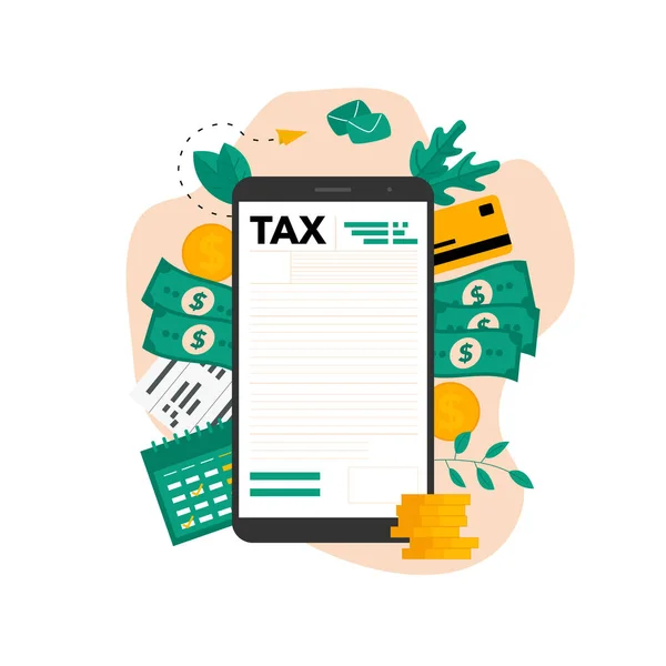 Konzept Zur Illustration Von Steuerzahlungsvektoren Steuerformular Ausfüllen — Stockvektor