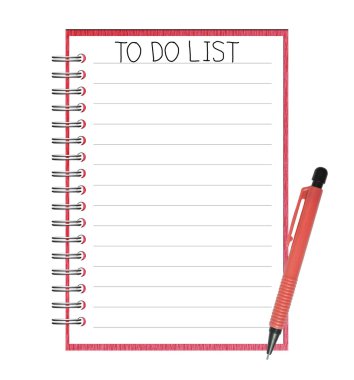 boş kağıt defter ve hatırlatma notu ile