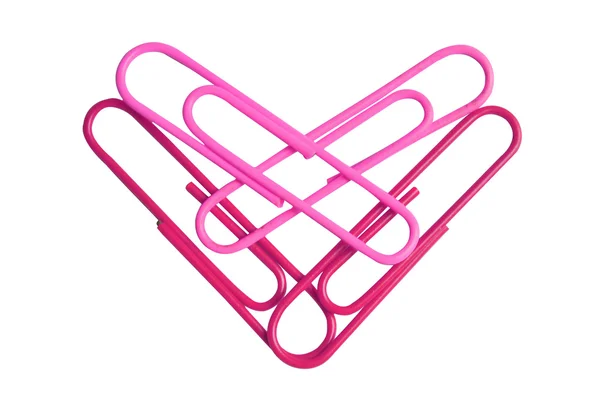 Heart shaped paper clip isolated on white with a cliping path — Stock Photo, Image