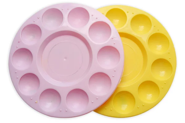 Plastic plates for watercolor painting — Stock Photo, Image