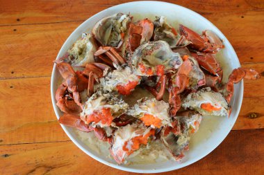 Kırmızı yengeç yumurta gurme deniz ürünleri buğulama, yakın çekim