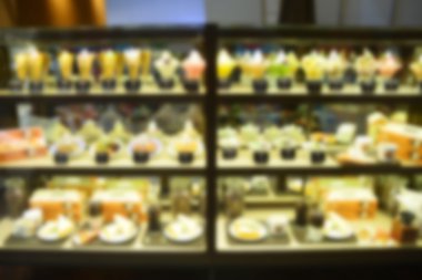 Bulanıklık veya arka plan bulanıklık Supermar rafta pastadan soyut