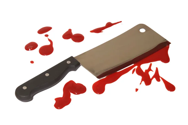 Krvavé řeznický nůž — Stock fotografie