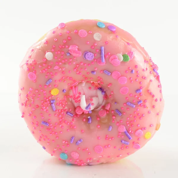 Isolated White Background Image Pink Glazed Donut — Stock Photo, Image