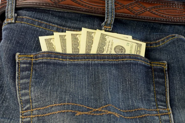 Een Broekzak Met Amerikaans Geld Laten Zien Wat Erin Zit — Stockfoto