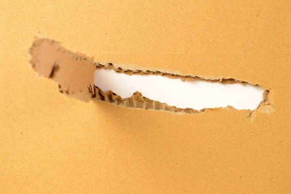 Closeup View Damaged Cardboard Box Tear Stock Picture