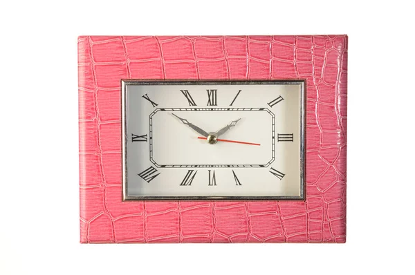 Reloj Cocodrilo Rosa Aislado Sobre Fondo Blanco —  Fotos de Stock