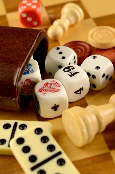 Closeup View Various Classic Board Game Pieces — Stock Photo, Image