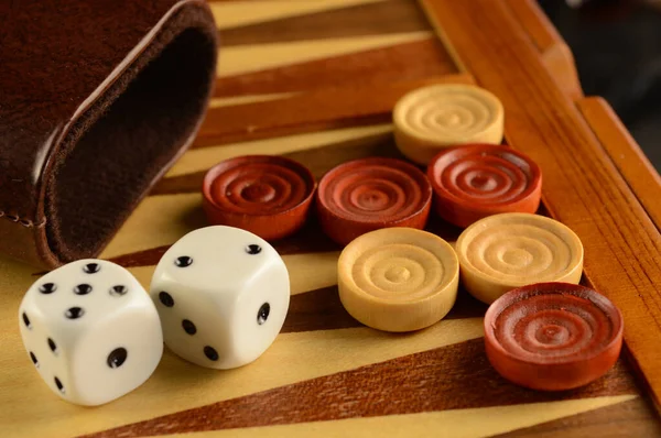 Une Vue Rapprochée Jeu Backgammon Jeu — Photo