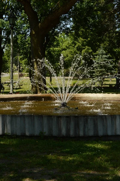 View Updated Fountains Centennial Park Located Smiths Falls Ontario Spring — Stok fotoğraf