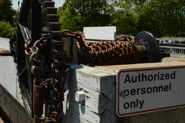 Closeup Old Gear Working Locks Rideau Canal Smiths Falls Ontario — Stock Photo, Image